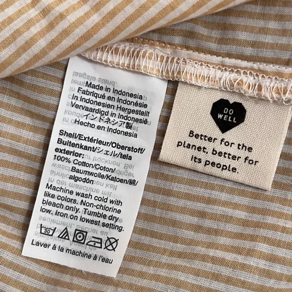 Madewell Prose Yellow Striped Short Sleeve Button Loose Fit Peasant Top Sz XS - Picture 8 of 9